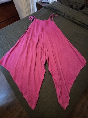 Women's Italian Linen Fuchsia Wide-Leg Jumpsuit
